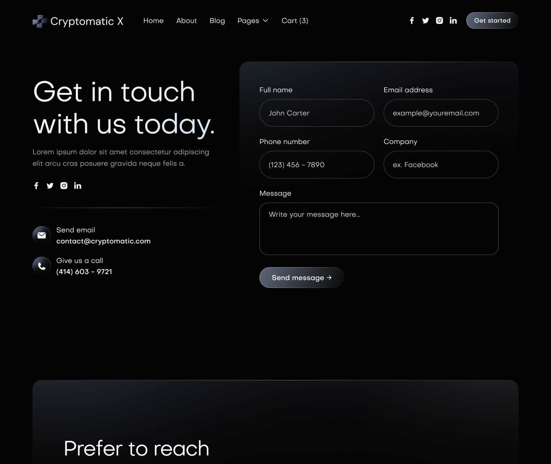 Cryptomatic X - Contact V1 Page - Crypto Webflow Template