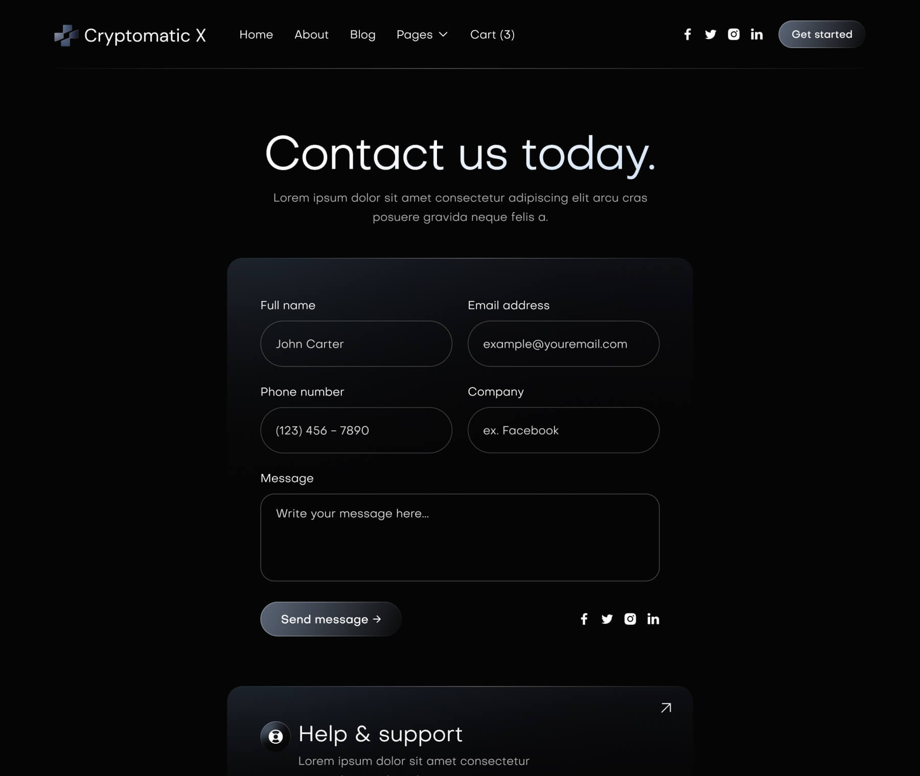 Cryptomatic X - Contact V2 Page - Crypto Webflow Template