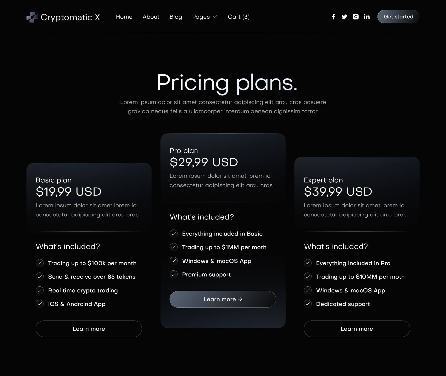 Cryptomatic X - Pricing Page - Crypto Webflow Template